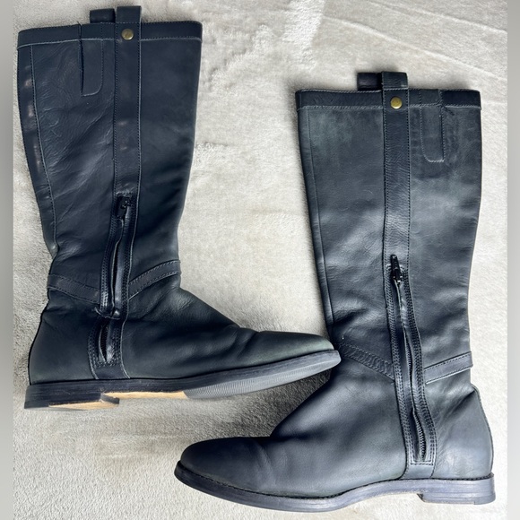 Cole Haan Women’s Liberty Black Nubuck Riding Boots 7.5‎ B Western Leather Flat - Picture 4 of 15